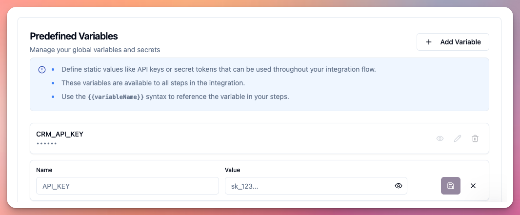 Integrations > new integration > step 1 > section 3