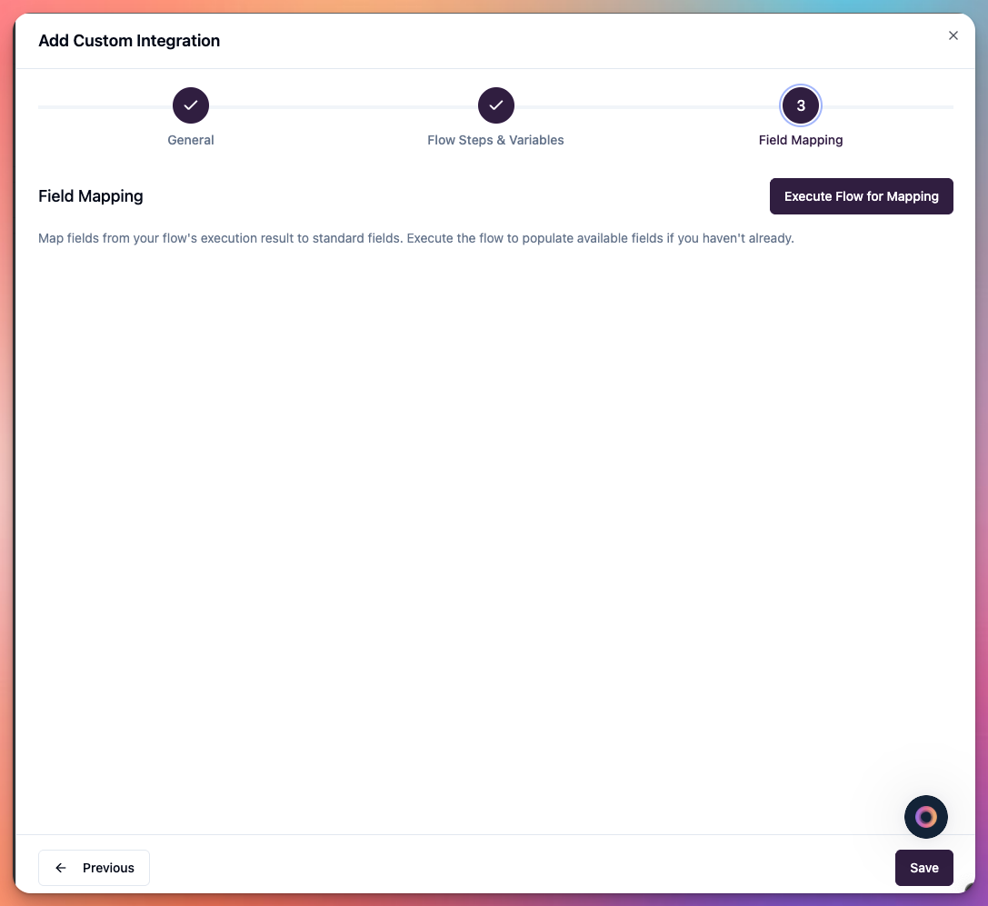 Integrations > new integration > step 3