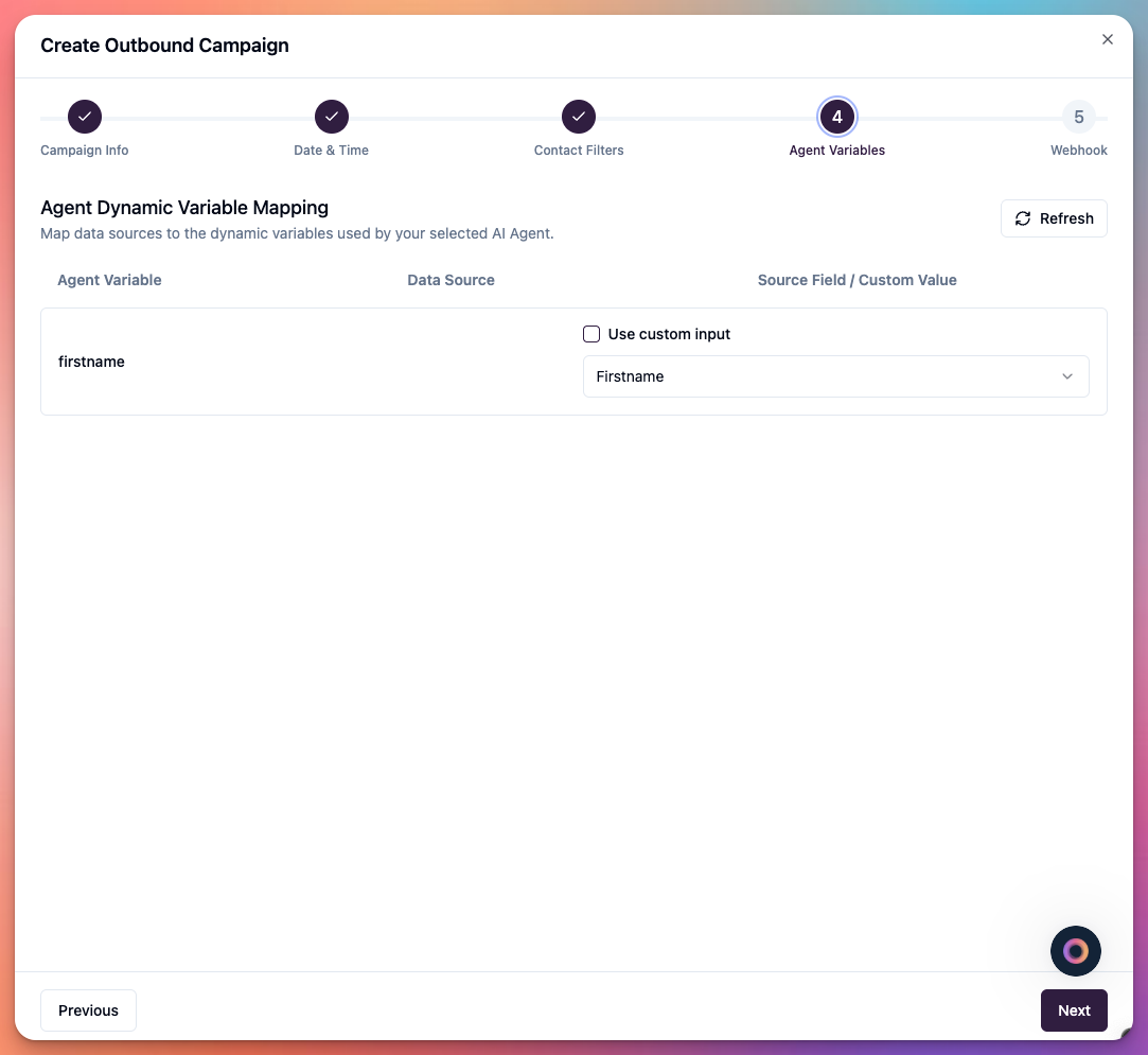Campaigns > new outbound campaign > step 4
