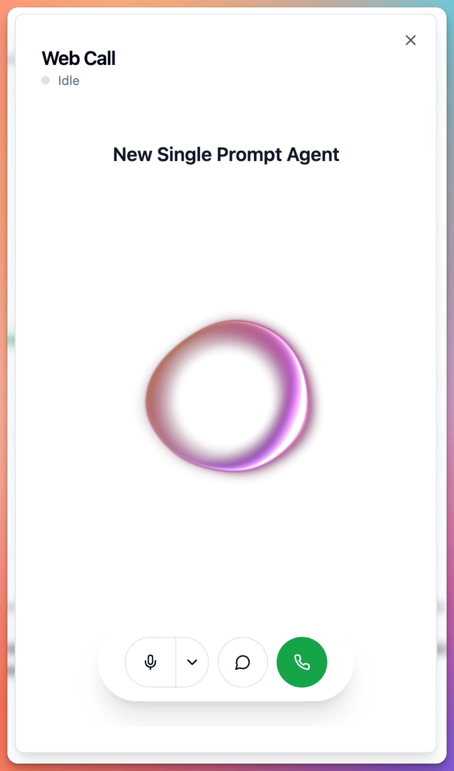 agent edit screen - test web call modal