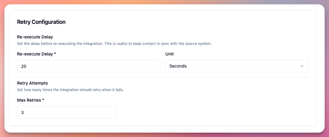 Integrations > new integration > step 1 > section 2